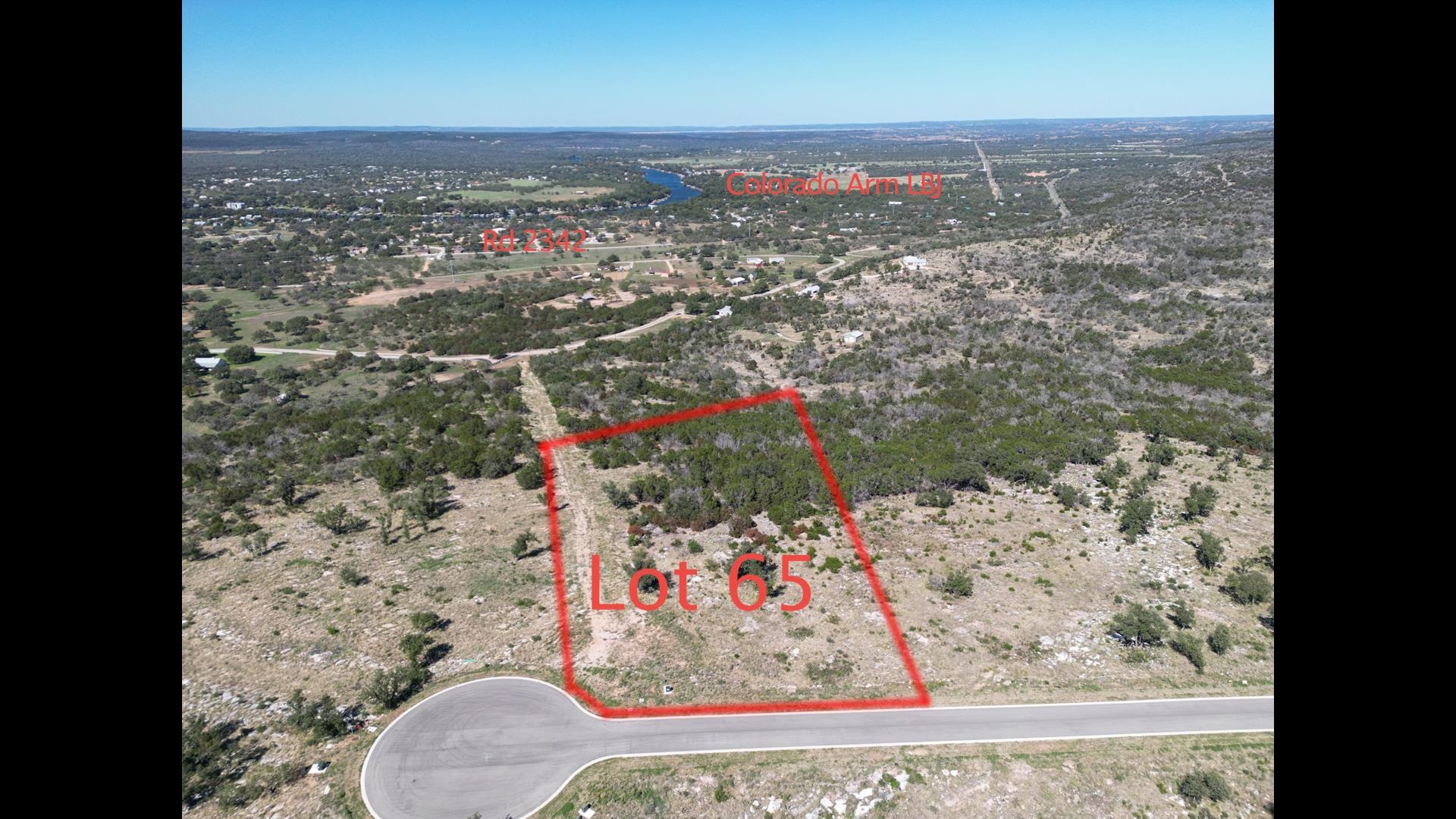 Lot 65, 3.98 acres and it overlooks the Llano arm of Lake LBJ