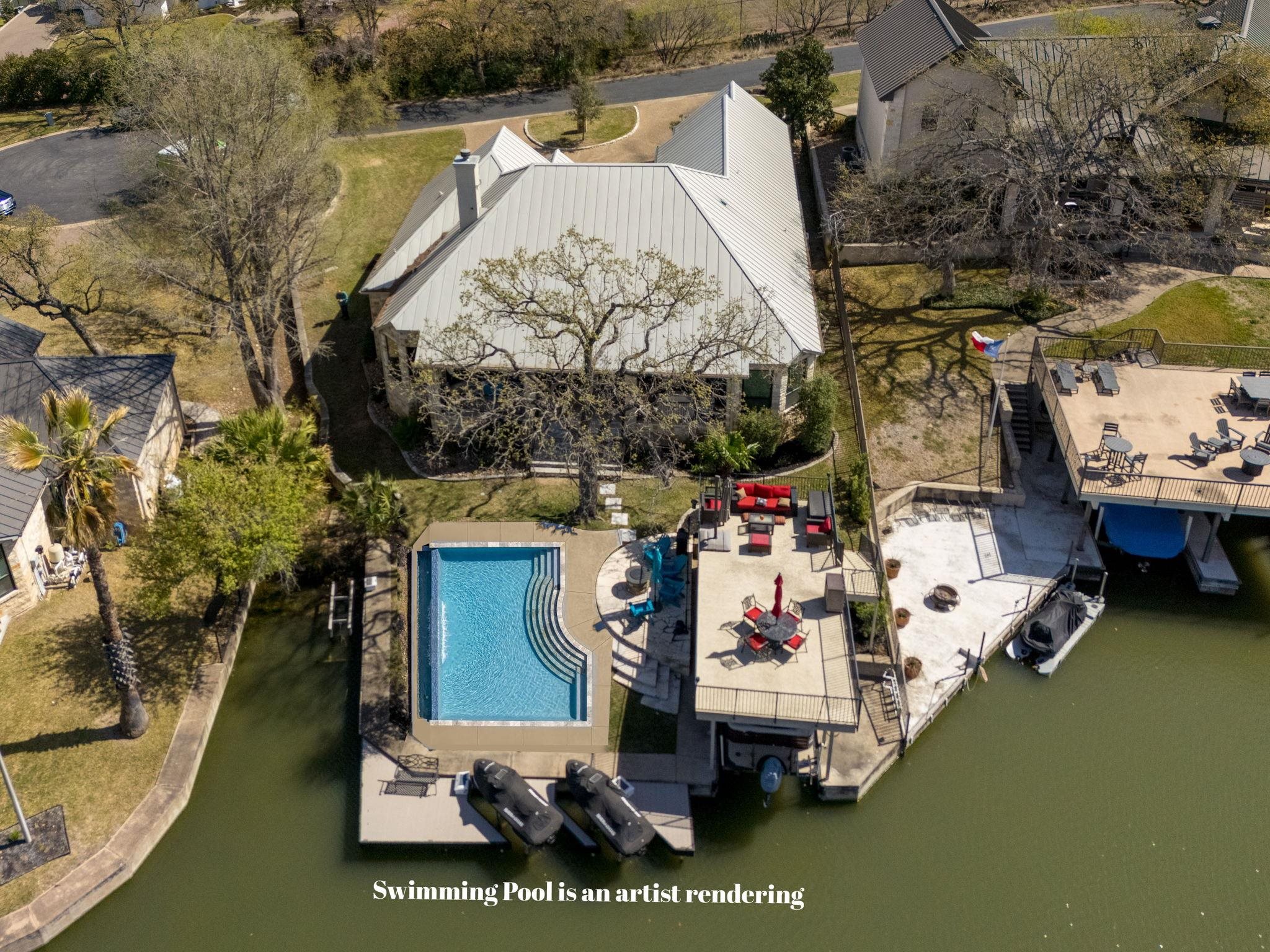 Showing Buyer how a pool can look in the backyard.