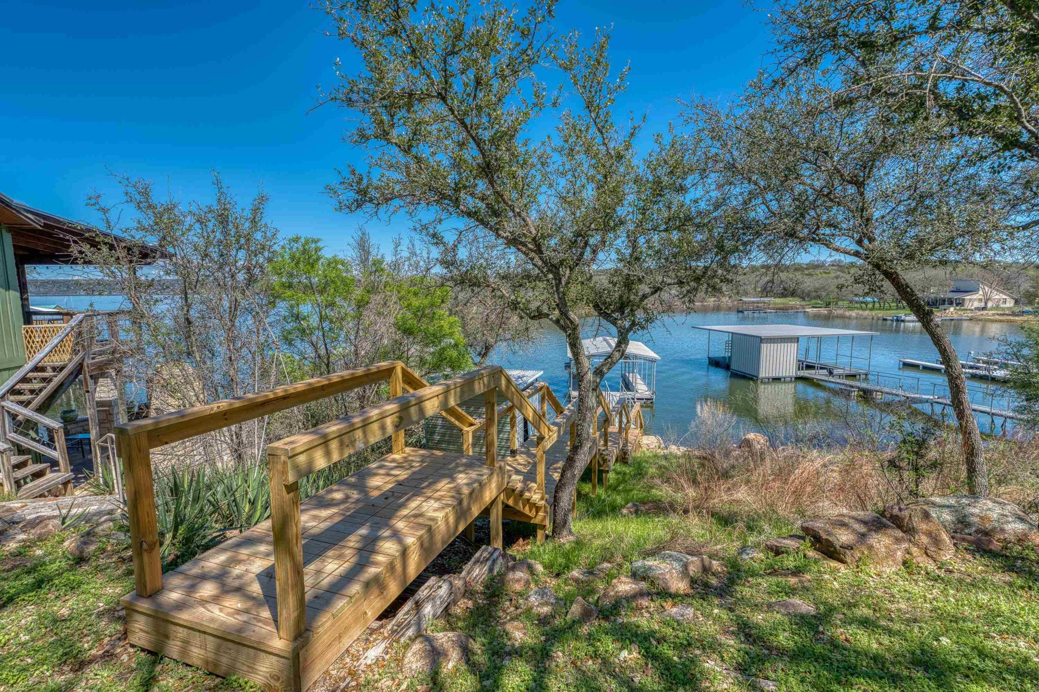 New stairs leading down to the boat dock