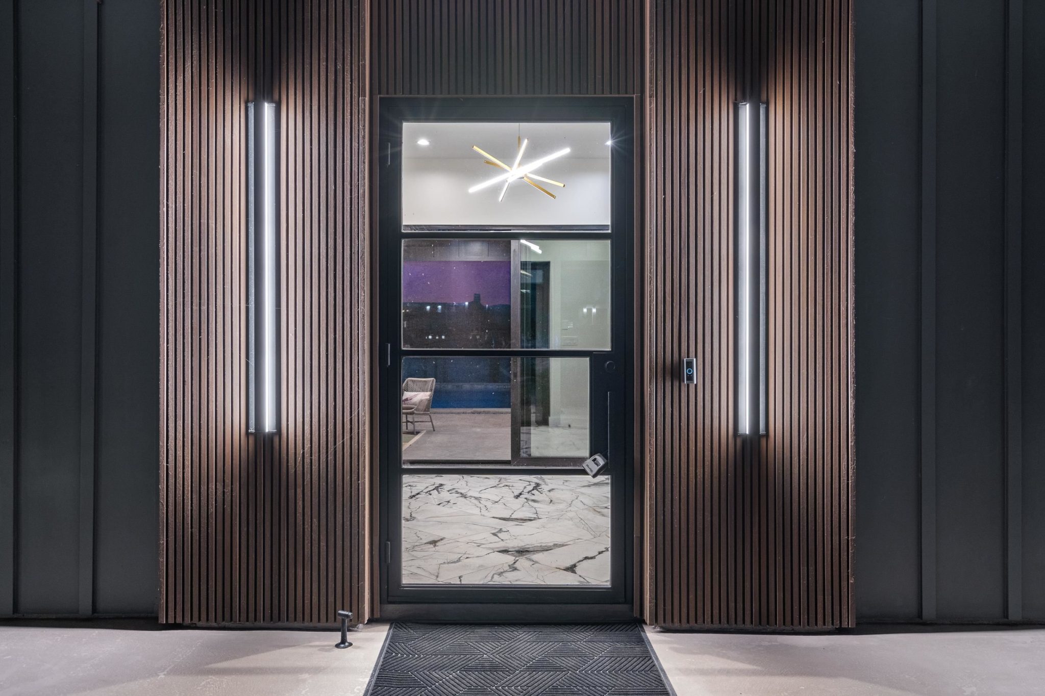 Elevator access for ease, energy-efficient features, window coverings, Sonos audio system.