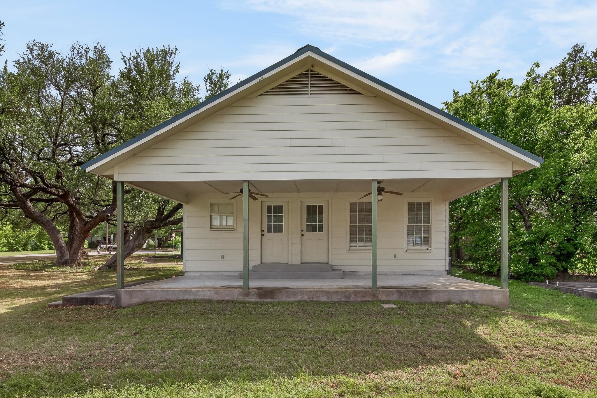 Looking at porch on building.