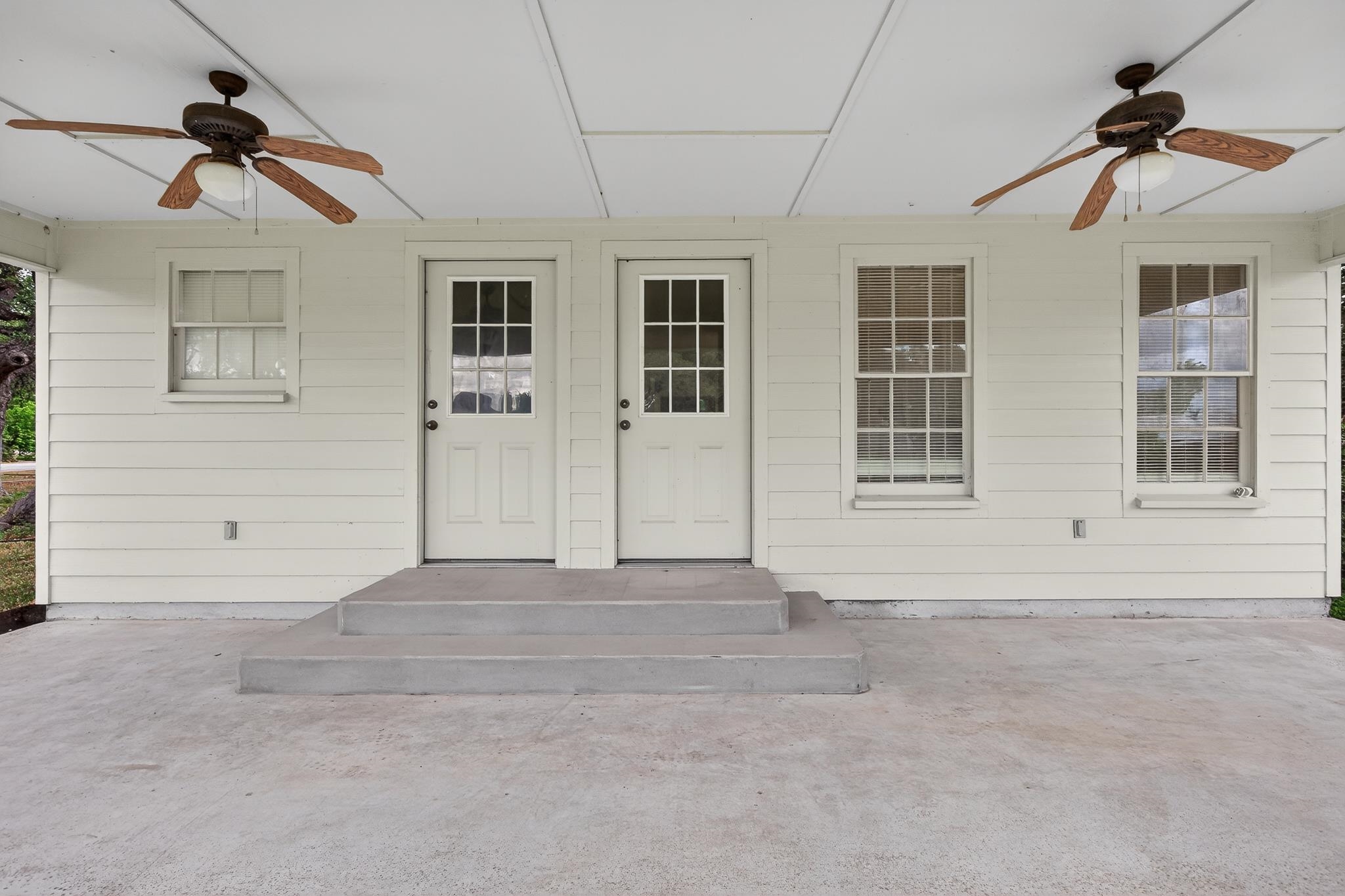 Porch view of building.