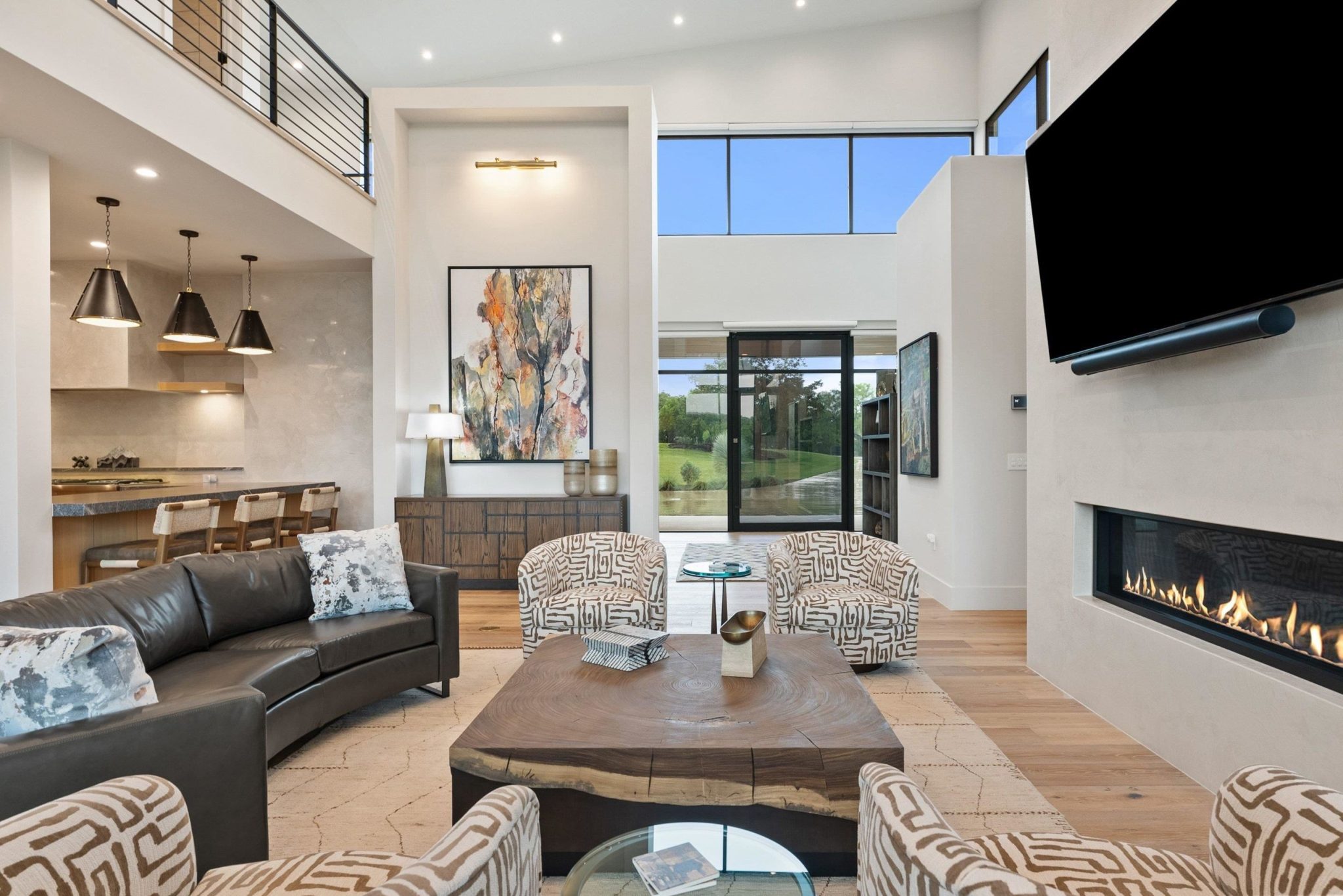 Open floor plan with European white oak flooring throughout the main living areas