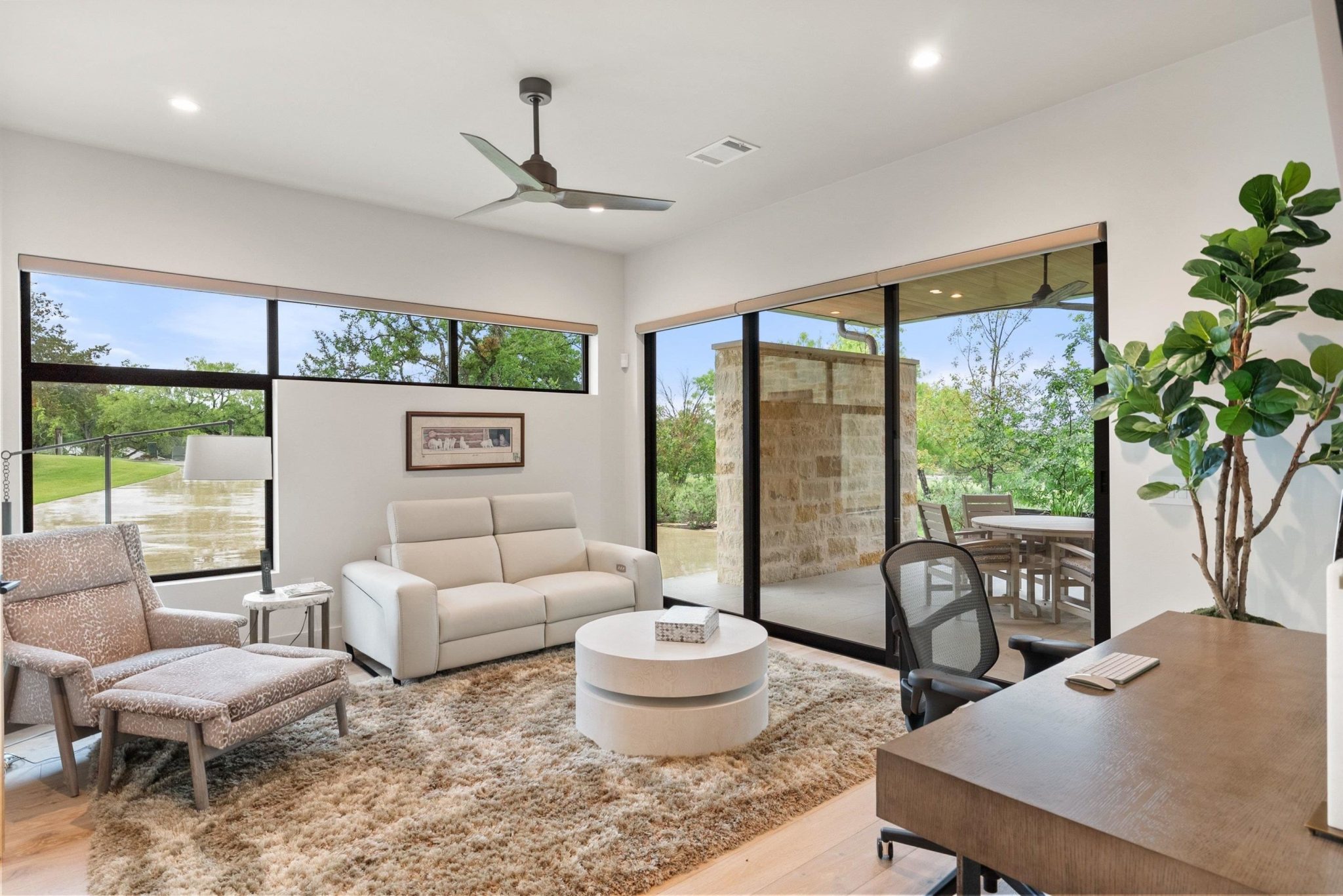 Located downstairs, currently being used as a study and guest bedroom, with its own ensuite bath