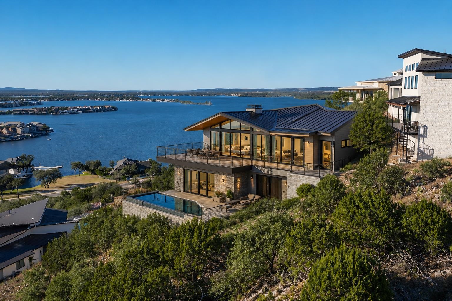 Potential view of the lake with the correct orientation of the future home.