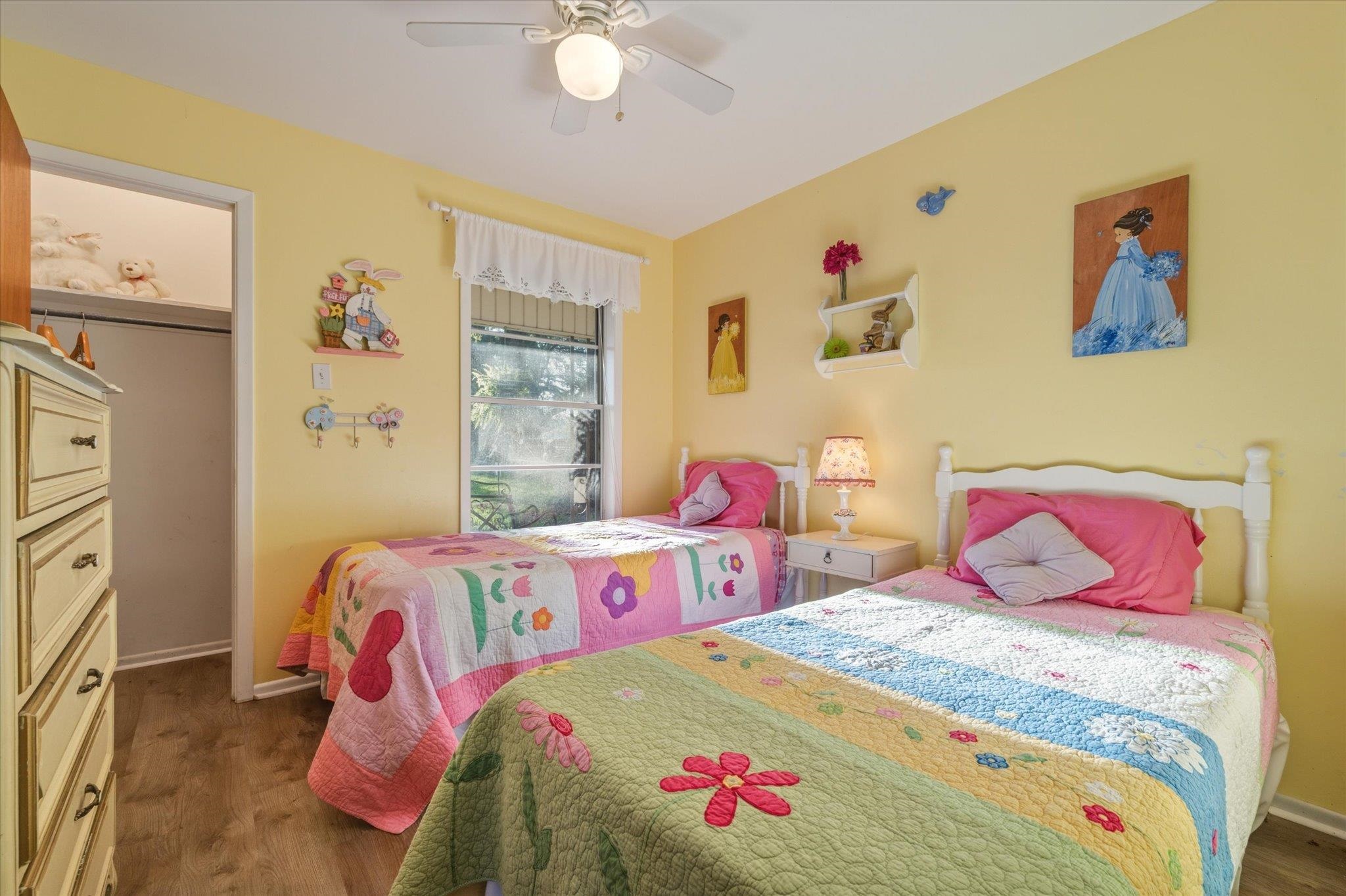 This bedroom fits tw oversized twin beds very nicely.