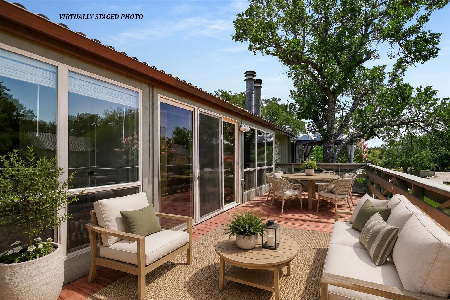 Back patio virtually staged