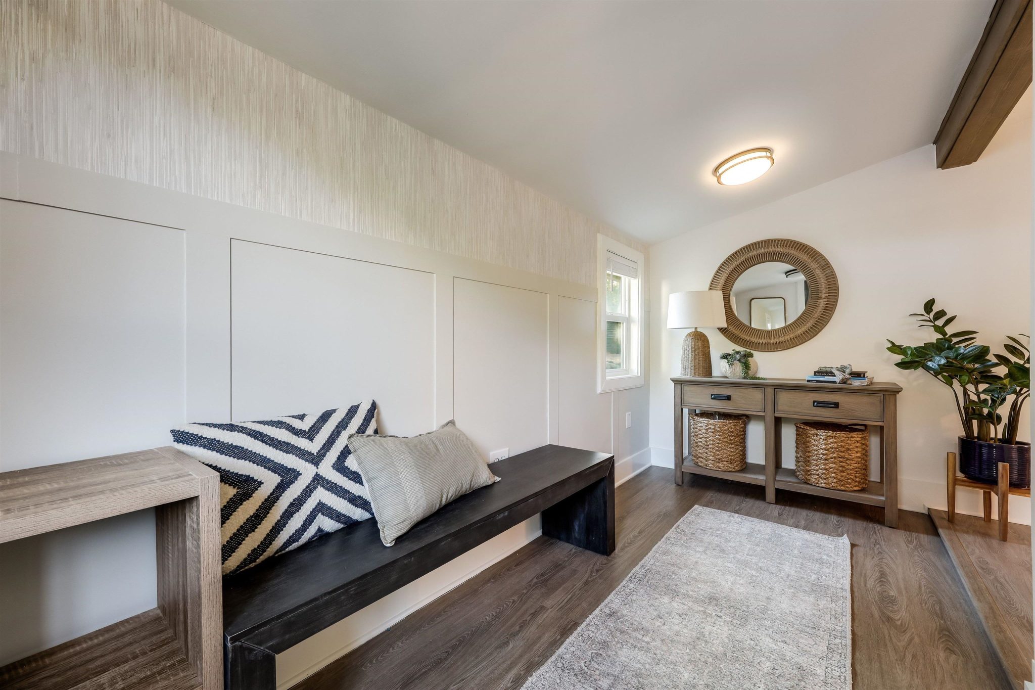 Board and batten accent wall in the entry