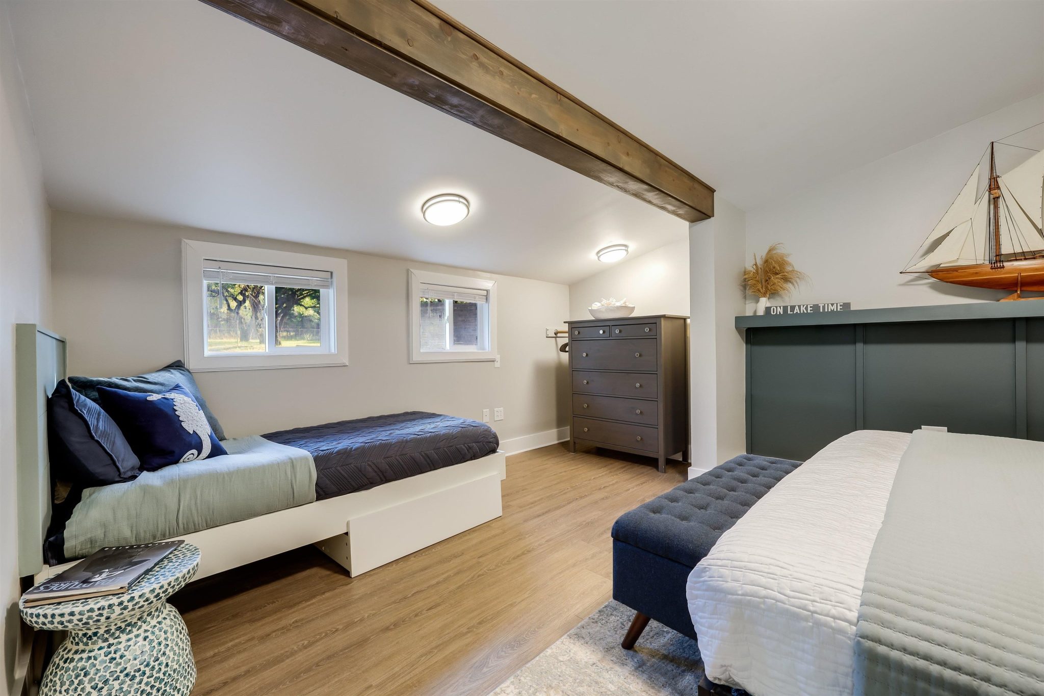 Primary bedroom is large enough for a second bed or a primary sitting area.