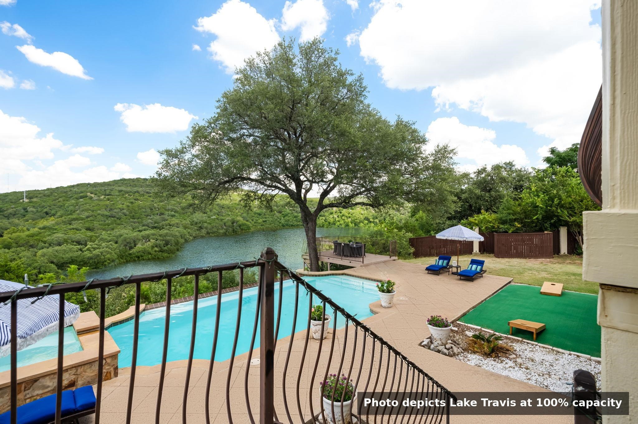 photo depicts Lake Travis at 100% capacity
