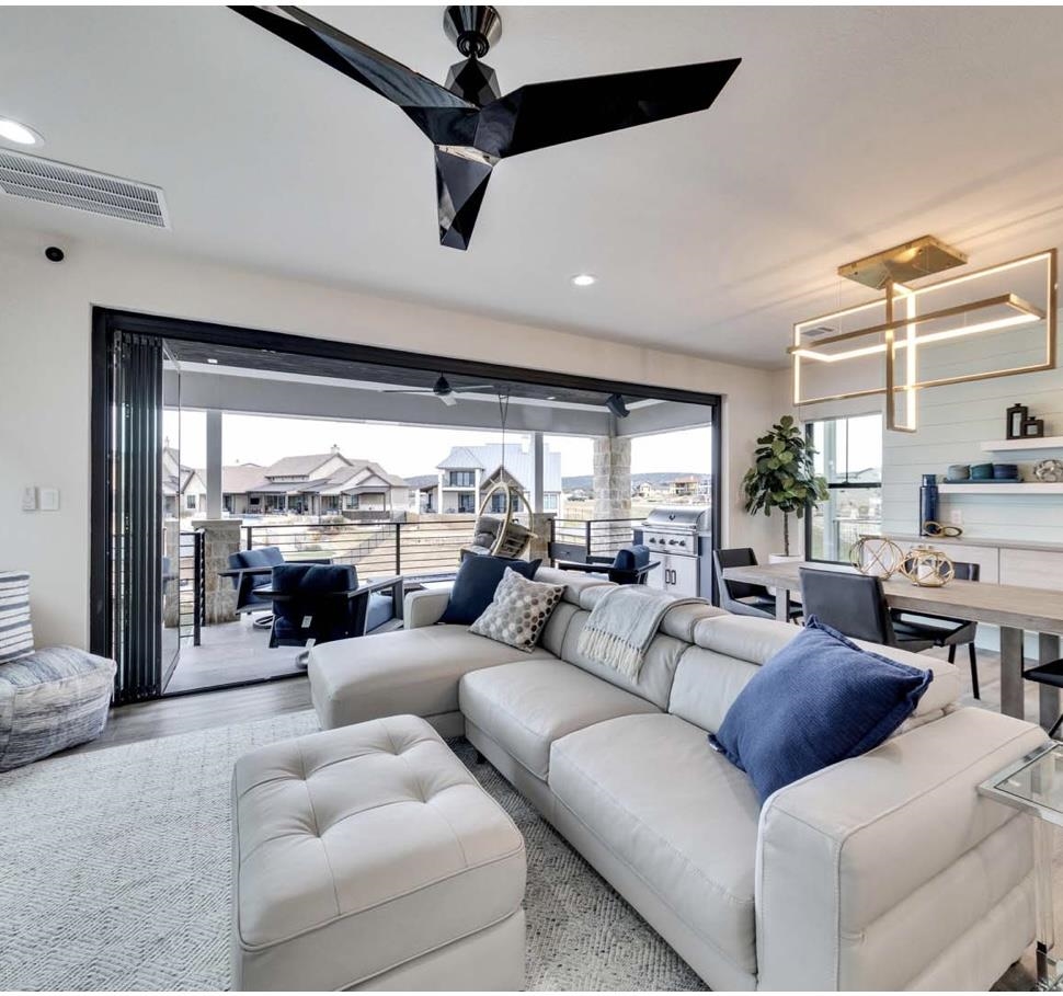 Living patio doors open up completely for Indoor/Outdoor entertaining