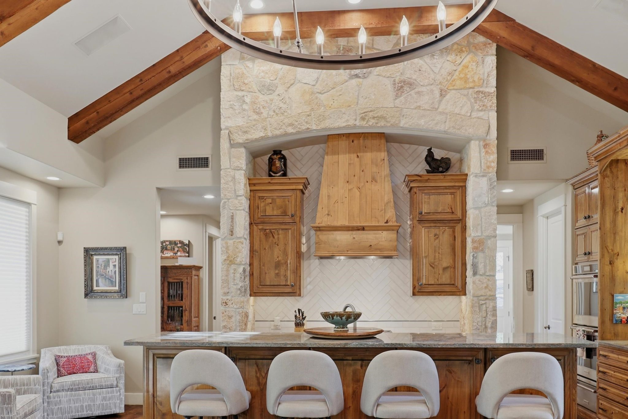 Spacious kitchen designed to keep the cook connected to the heart of the home.